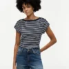 Nautical Gold-Button Boatneck T-Shirt