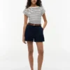 Nautical Gold-Button Boatneck T-Shirt