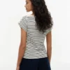 Nautical Gold-Button Boatneck T-Shirt