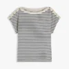Nautical Gold-Button Boatneck T-Shirt