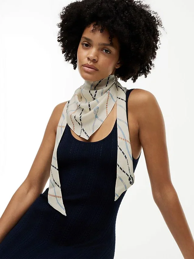 Nautical Rope Print Silk Scarf Nautical Rope Print Silk Scarf