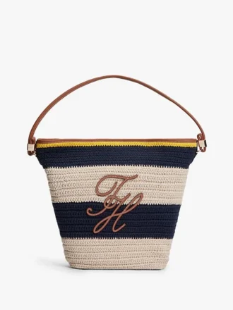Nautical Striped Crochet Bucket Bag