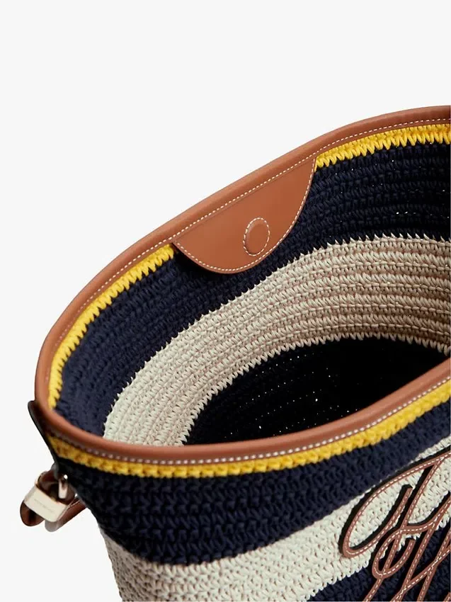 Nautical Striped Crochet Bucket Bag Nautical Striped Crochet Bucket Bag
