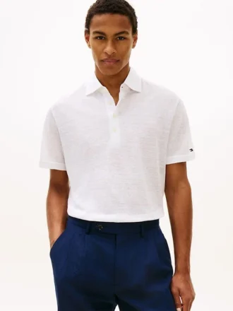 New York Label Cotton-Linen Blend Polo