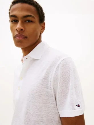 New York Label Cotton-Linen Blend Polo