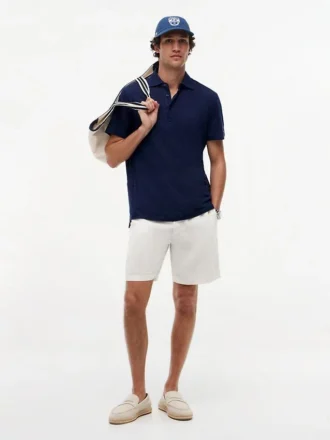 New York Label Cotton-Linen Blend Polo