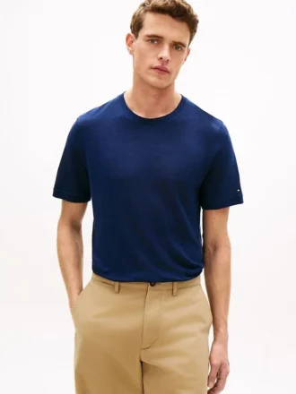 New York Label Cotton-Linen T-Shirt