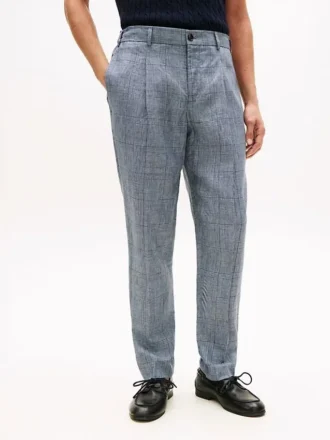 New York Label Glen Plaid Linen Pant New York Label Glen Plaid Linen Pant