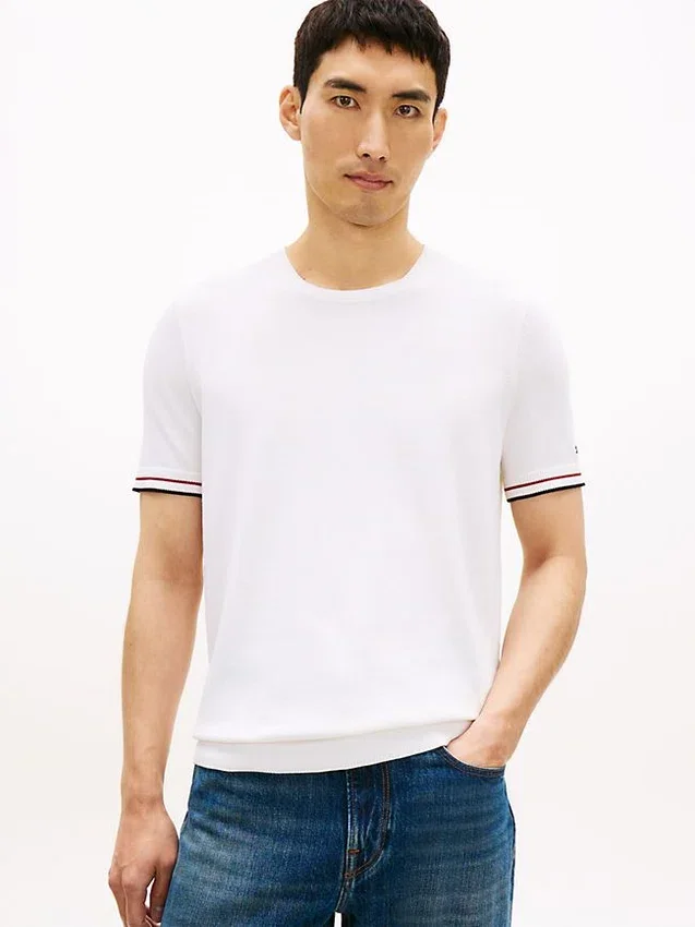 New York Label Knit Tipped T-Shirt New York Label Knit Tipped T-Shirt