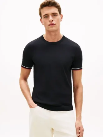 New York Label Knit Tipped T-Shirt