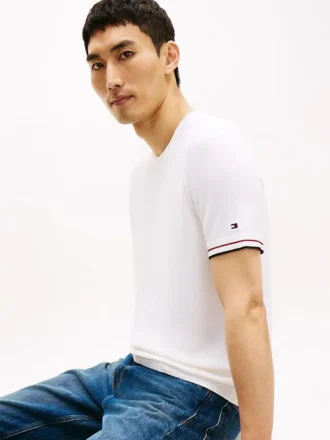 New York Label Knit Tipped T-Shirt