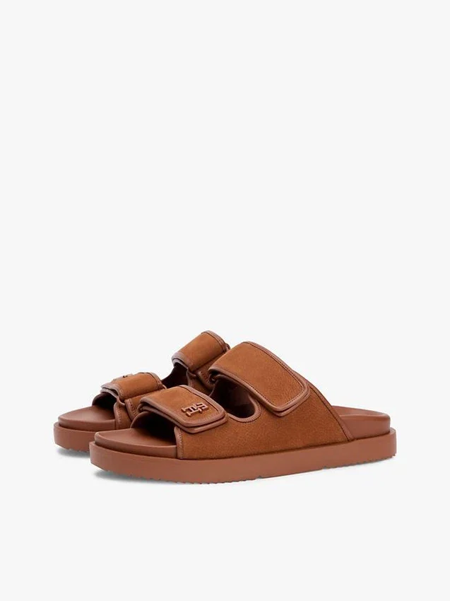 Nubuck Leather Double-Strap Slide Sandal Nubuck Leather Double-Strap Slide Sandal