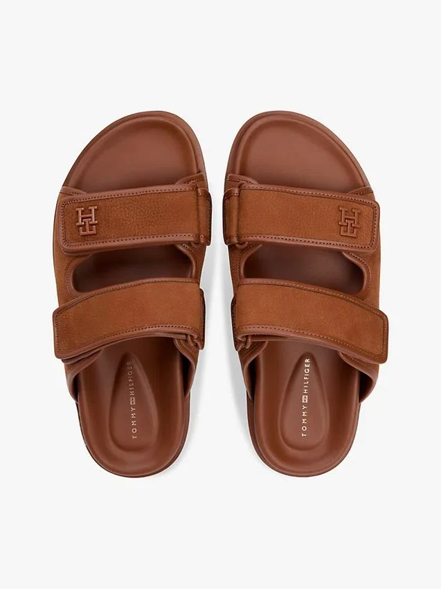 Nubuck Leather Double-Strap Slide Sandal Nubuck Leather Double-Strap Slide Sandal