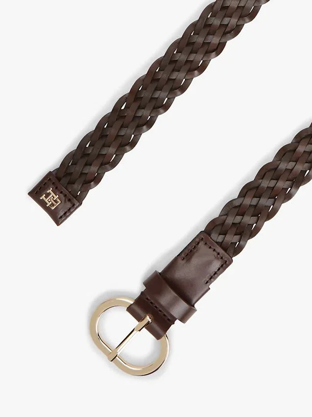 Oval Buckle Woven Leather Belt Oval Buckle Woven Leather Belt