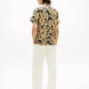 Palm Leaf Print Paper-Touch Camp Shirt