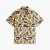 Palm Leaf Print Paper-Touch Camp Shirt