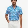 Palm Leaf Print Paper-Touch Shirt