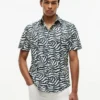 Palm Leaf Print Paper-Touch Shirt