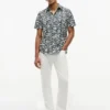 Palm Leaf Print Paper-Touch Shirt