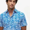 Palm Leaf Print Paper-Touch Shirt