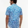 Palm Leaf Print Paper-Touch Shirt