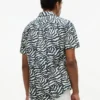 Palm Leaf Print Paper-Touch Shirt