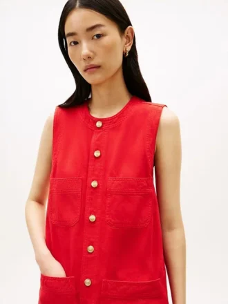 Patch Pocket Denim Shift Mini Dress Patch Pocket Denim Shift Mini Dress