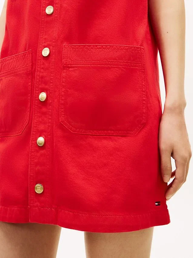 Patch Pocket Denim Shift Mini Dress Patch Pocket Denim Shift Mini Dress
