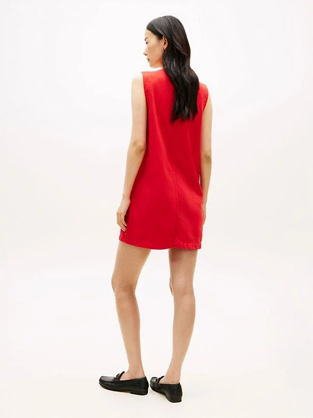 Patch Pocket Denim Shift Mini Dress Patch Pocket Denim Shift Mini Dress