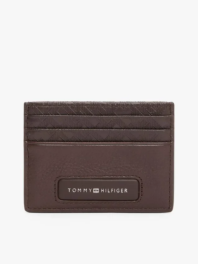 Pebbled Leather Monogram Card Holder Pebbled Leather Monogram Card Holder