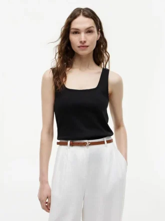 Pointelle Square-Neck Tank Top