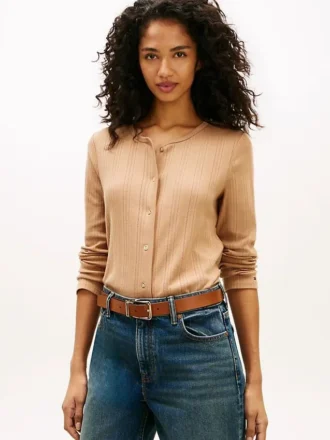 Pointelle T-Shirt Cardigan