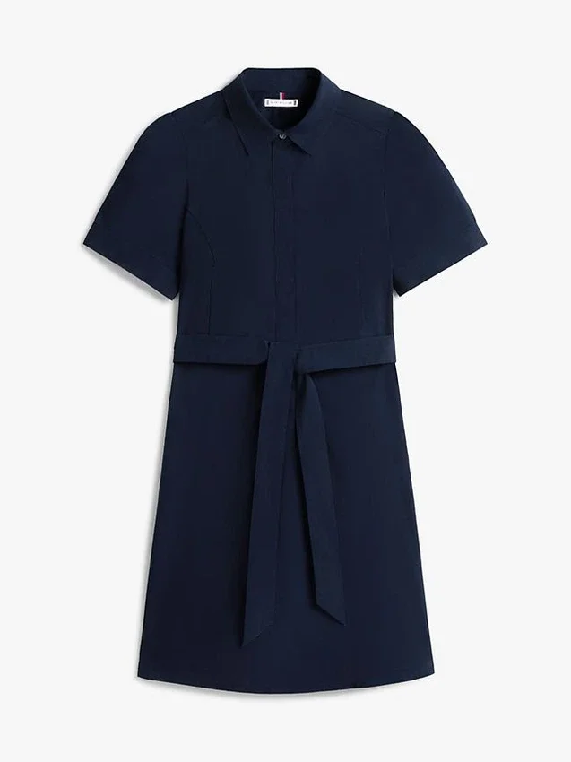 Puff-Sleeve Belted Shirtdress Puff-Sleeve Belted Shirtdress