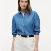 Puff-Sleeve Chambray Shirt