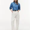 Puff-Sleeve Chambray Shirt