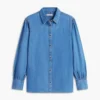 Puff-Sleeve Chambray Shirt
