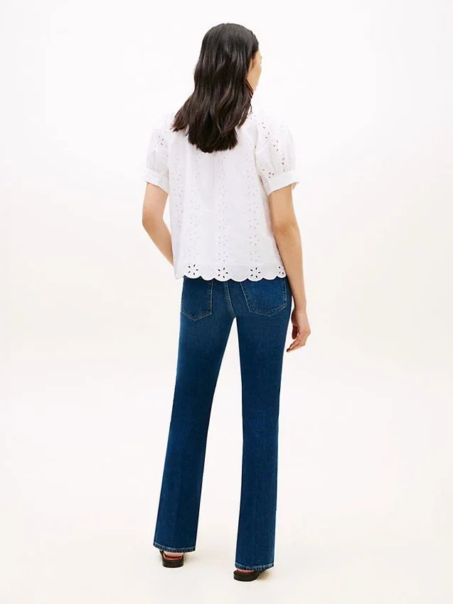 Puff-Sleeve Embroidered Eyelet Top Puff-Sleeve Embroidered Eyelet Top