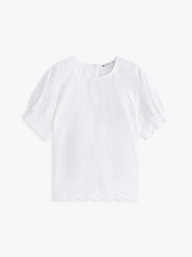 Puff-Sleeve Embroidered Eyelet Top Puff-Sleeve Embroidered Eyelet Top
