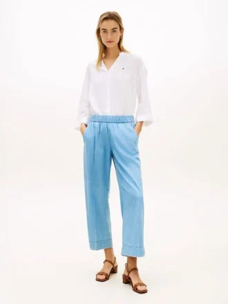 Pull-On Wide-Leg Ankle Pant