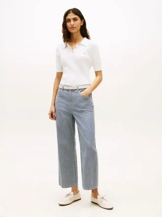Railroad Stripe High-Rise Wide Leg Jean