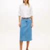 Raw Hem Denim Midi Skirt Raw Hem Denim Midi Skirt
