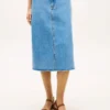 Raw Hem Denim Midi Skirt Raw Hem Denim Midi Skirt