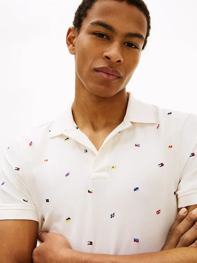 Regular Fit Allover Flag Pique Polo Regular Fit Allover Flag Pique Polo