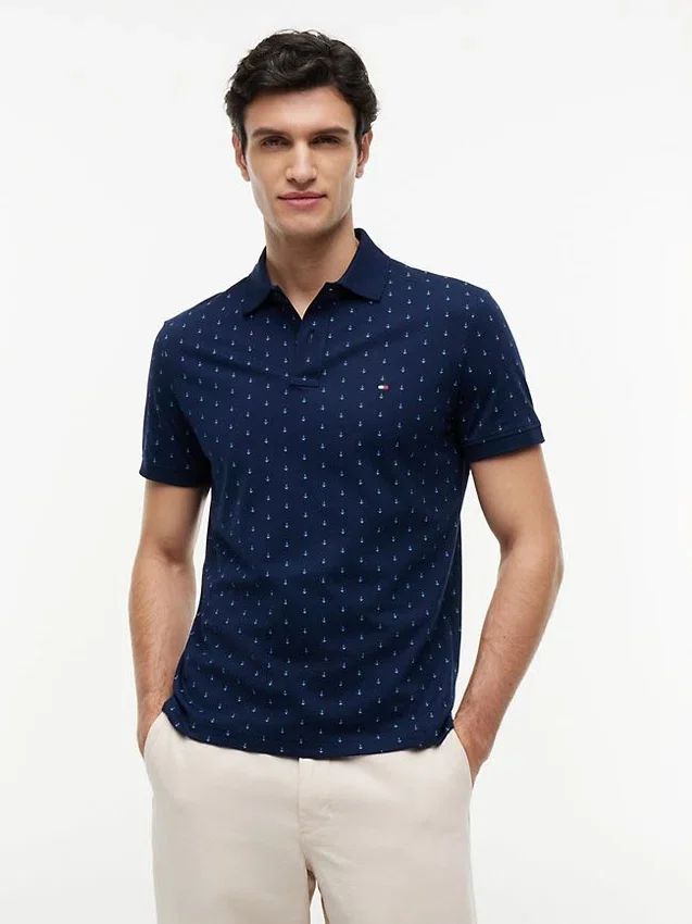 Regular Fit Anchor Print Interlock Polo Regular Fit Anchor Print Interlock Polo