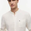 Regular Fit Band Collar Linen Shirt Regular Fit Band Collar Linen Shirt