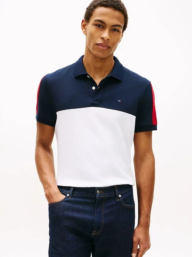 Regular Fit Colorblock Stripe Pique Polo Regular Fit Colorblock Stripe Pique Polo