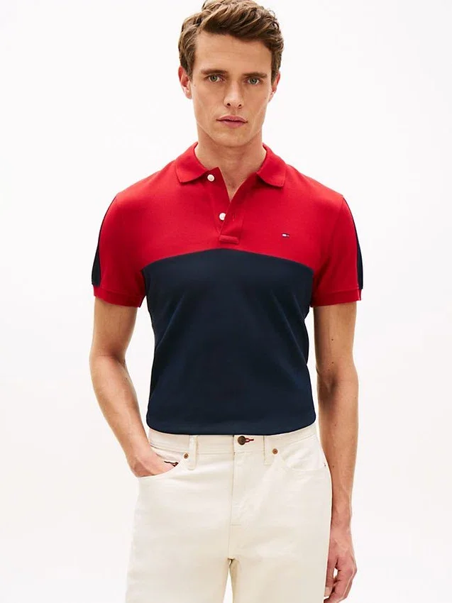 Regular Fit Colorblock Stripe Pique Polo Regular Fit Colorblock Stripe Pique Polo