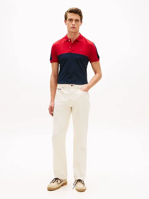 Regular Fit Colorblock Stripe Pique Polo Regular Fit Colorblock Stripe Pique Polo