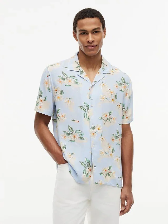 Regular Fit Floral Linen-Blend Camp Shirt Regular Fit Floral Linen-Blend Camp Shirt