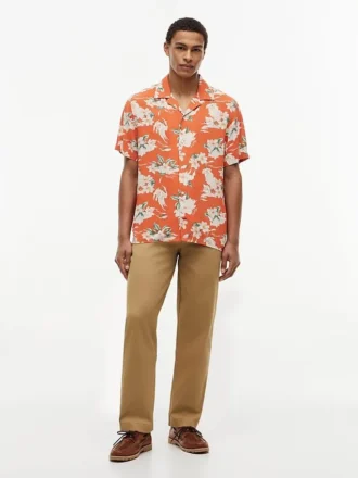 Regular Fit Floral Linen-Blend Camp Shirt